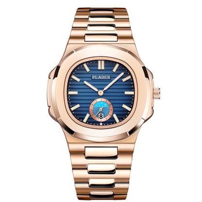 Geometric Dial Watch with Metal Strap