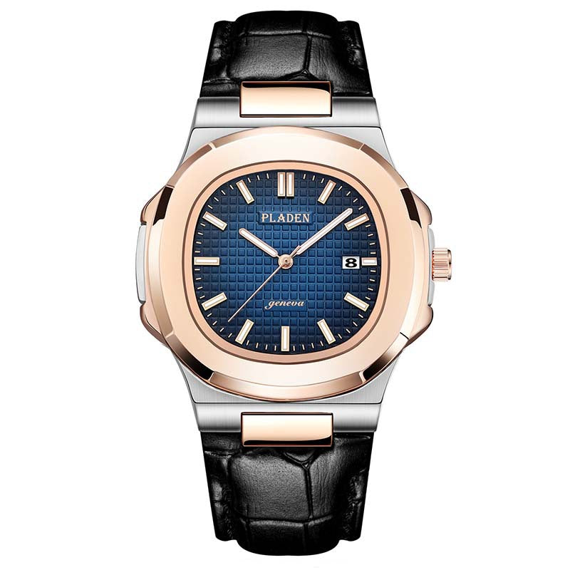 Geometric Dial Watch with Metal Strap