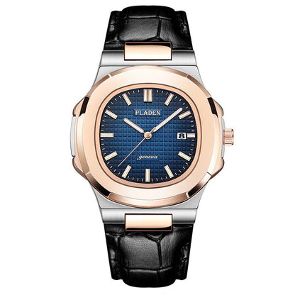 Geometric Dial Watch with Metal Strap