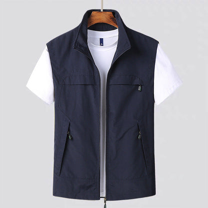 Multi-Pocket Zip Vest with Structured Front