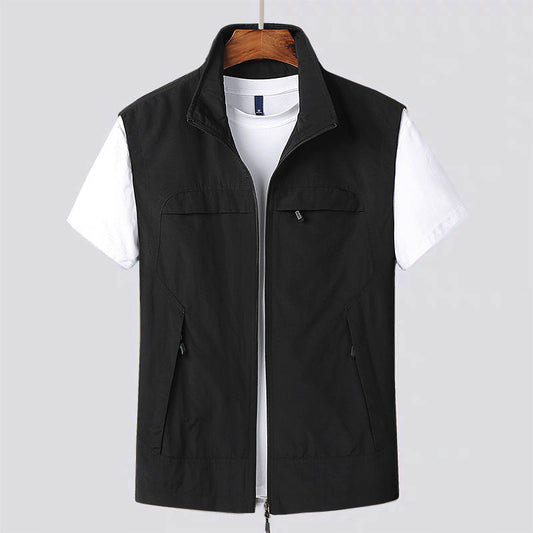 Multi-Pocket Zip Vest with Structured Front