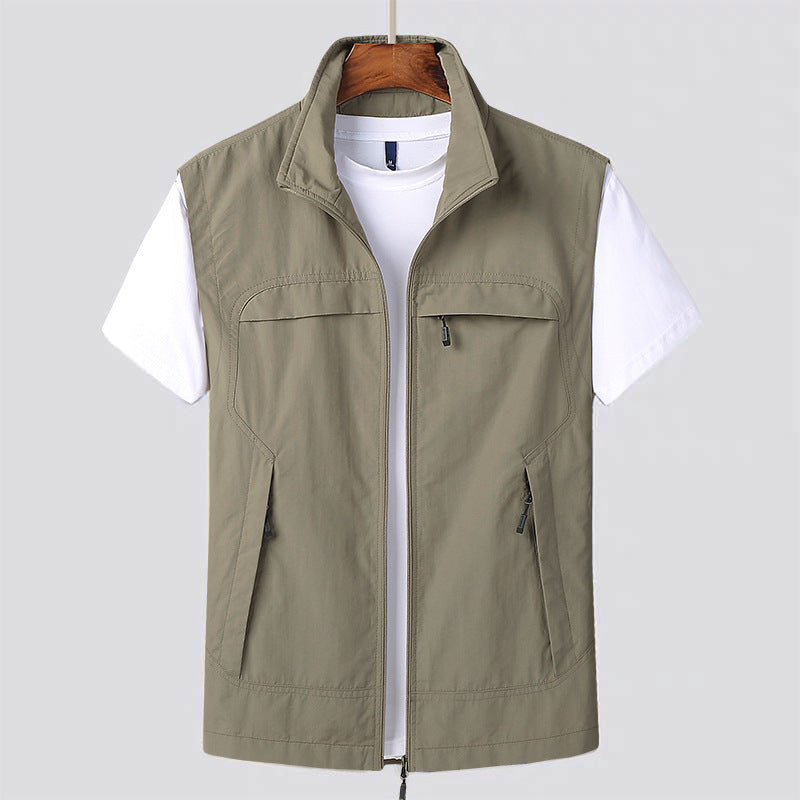 Multi-Pocket Zip Vest with Structured Front