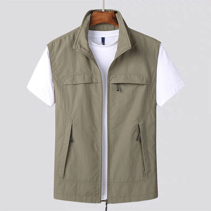 Multi-Pocket Zip Vest with Structured Front