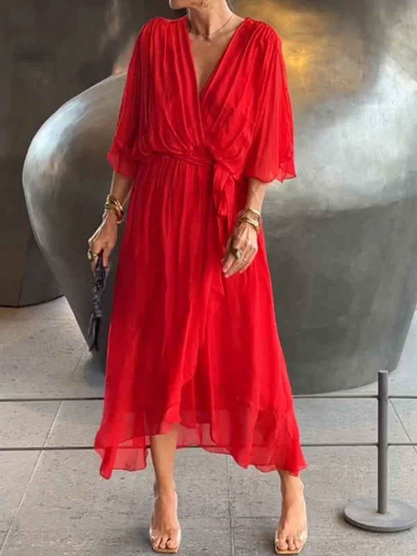 Belted Wrap Midi Dress