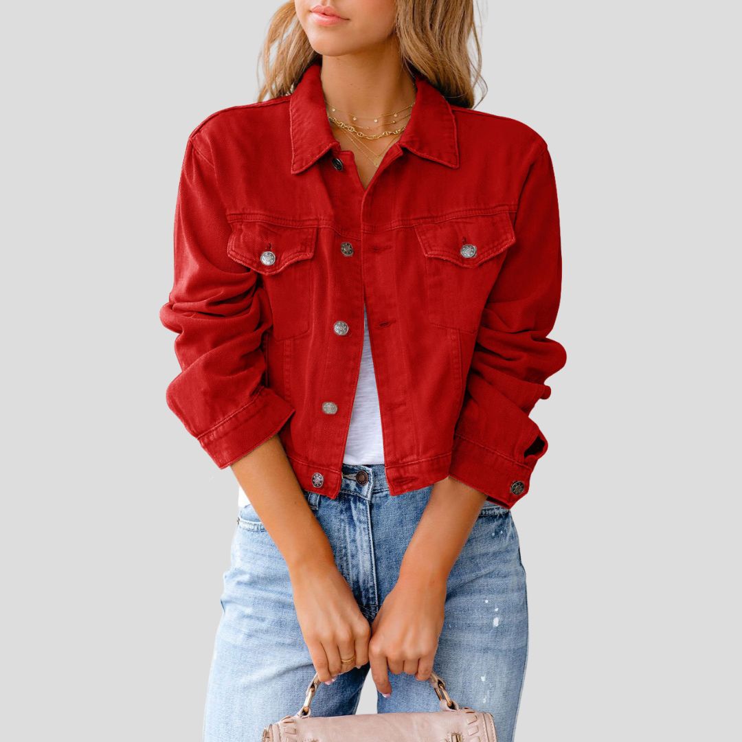 Women's Short Button-Front Denim Jacket