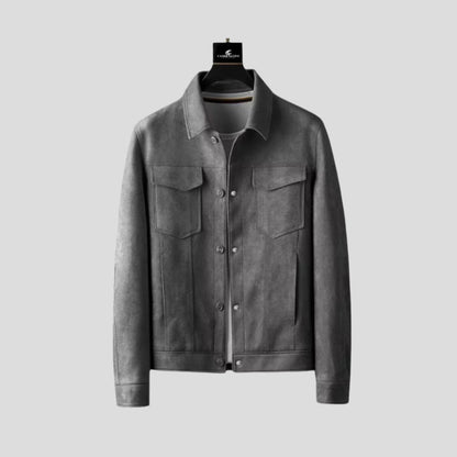 Women's Faux Suede Shirt Jacket with Snap Closure