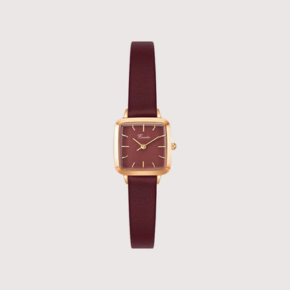 Women's Compact Square Dial Watch with Narrow Strap