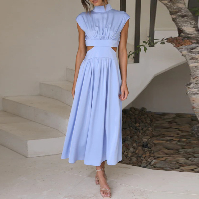 Cutout High Neck Midi Dress