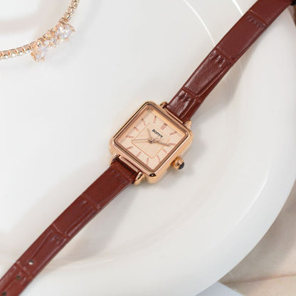 Women's Classic Square Dial Watch with Smooth Strap