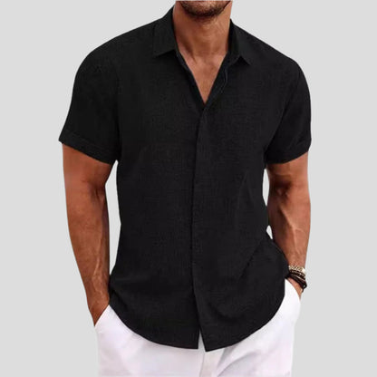 Men's Short Sleeve Woven Shirt with Button Front