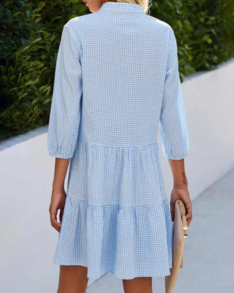 Tiered Button Midi Shirt Dress