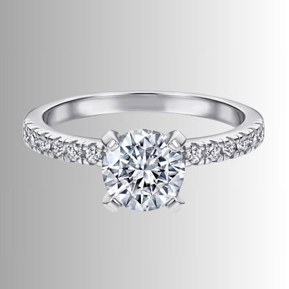 Women's Round-Center Ring with Accent Stone Band