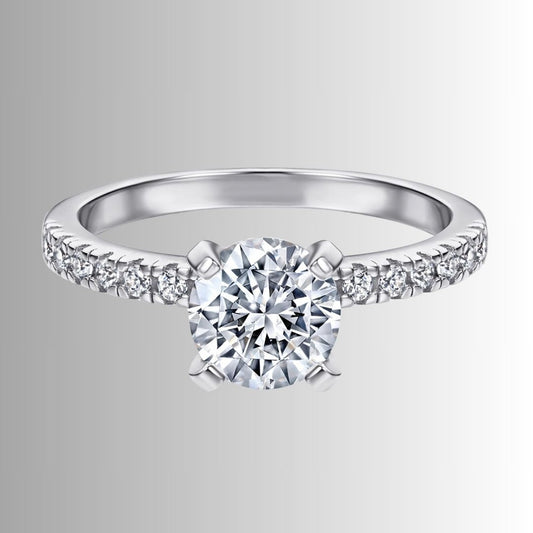 Women's Round-Center Ring with Accent Stone Band