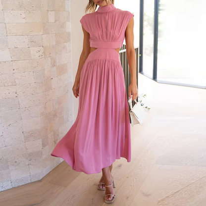 Cutout High Neck Midi Dress