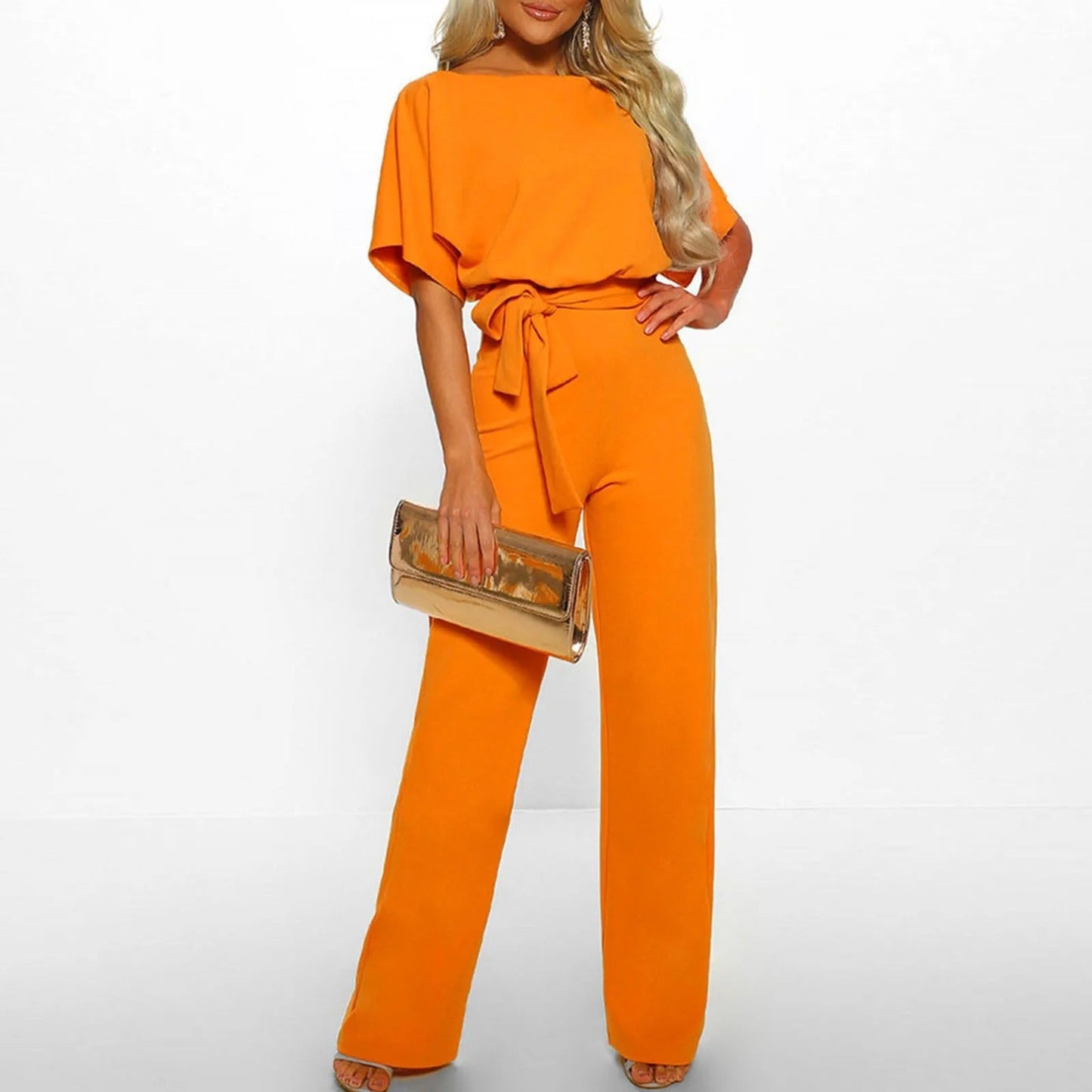 Draped Sleeve Jumpsuit