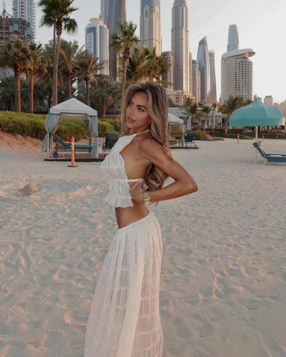 Ruched Halter Crop & Coordinated Maxi Skirt