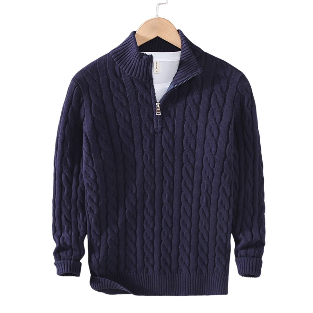 Textured Zip-Neck Sweater