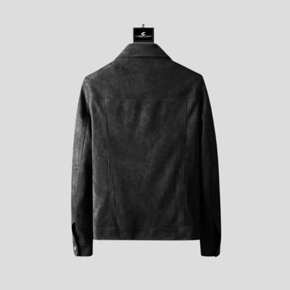 Women's Faux Suede Shirt Jacket with Snap Closure