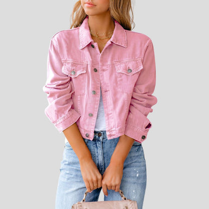 Women's Short Button-Front Denim Jacket