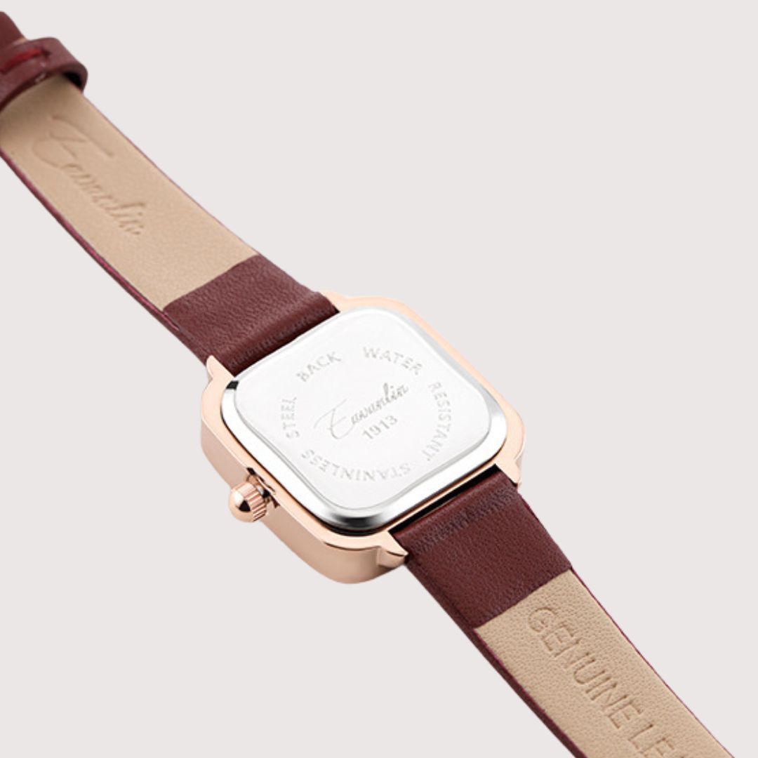 Women's Compact Square Dial Watch with Narrow Strap