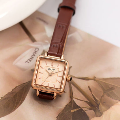 Women's Classic Square Dial Watch with Smooth Strap