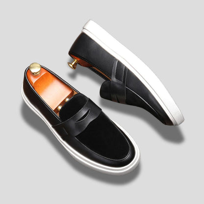 Men's Low-Profile Loafers with Strap Detail and Flat Sole