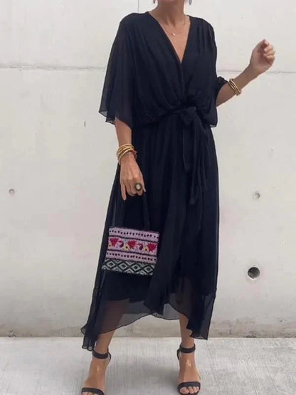 Belted Wrap Midi Dress