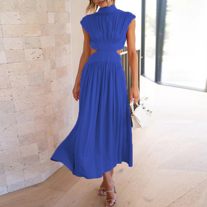 Cutout High Neck Midi Dress