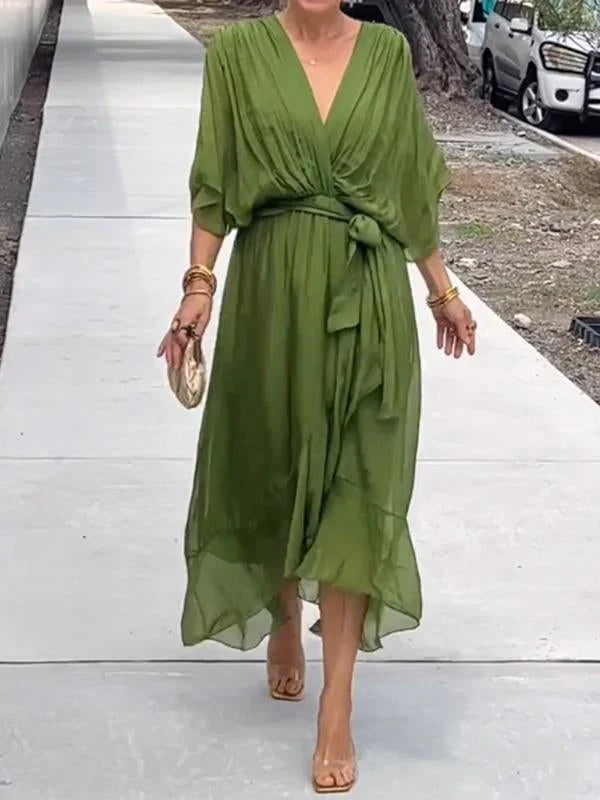 Belted Wrap Midi Dress