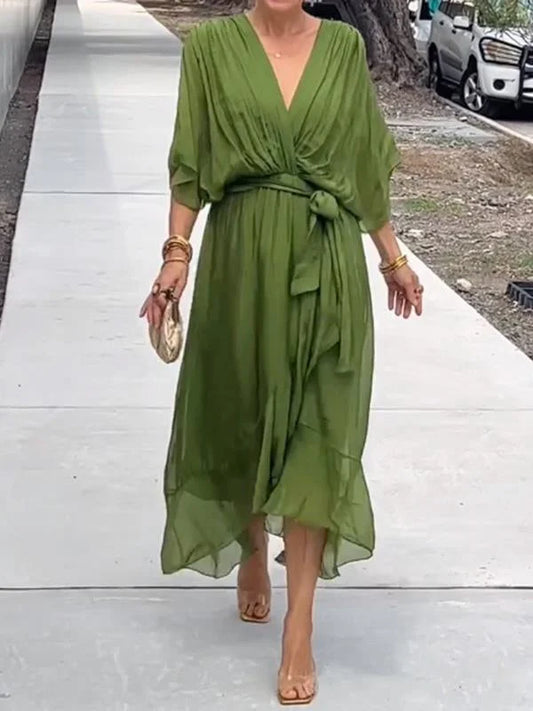 Belted Wrap Midi Dress