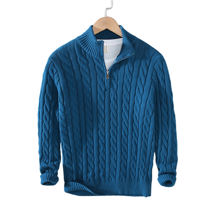 Textured Zip-Neck Sweater