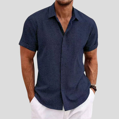 Men's Short Sleeve Woven Shirt with Button Front