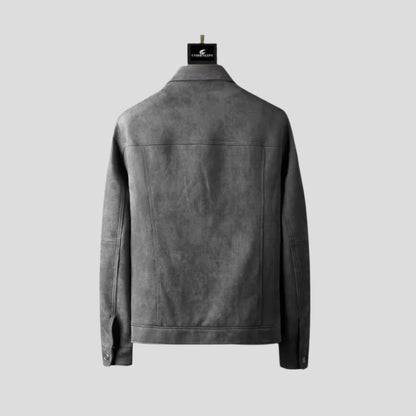 Women's Faux Suede Shirt Jacket with Snap Closure