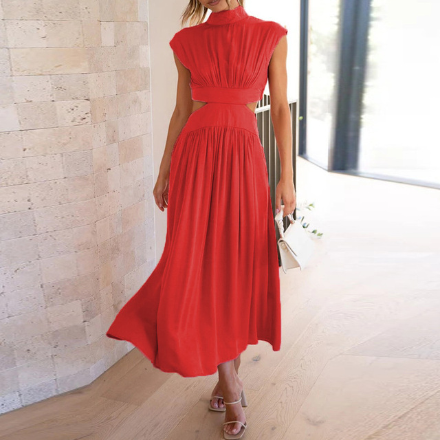 Cutout High Neck Midi Dress
