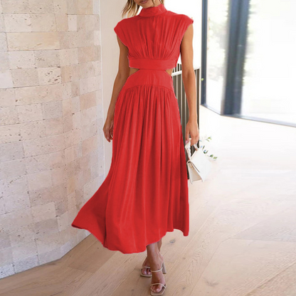 Cutout High Neck Midi Dress