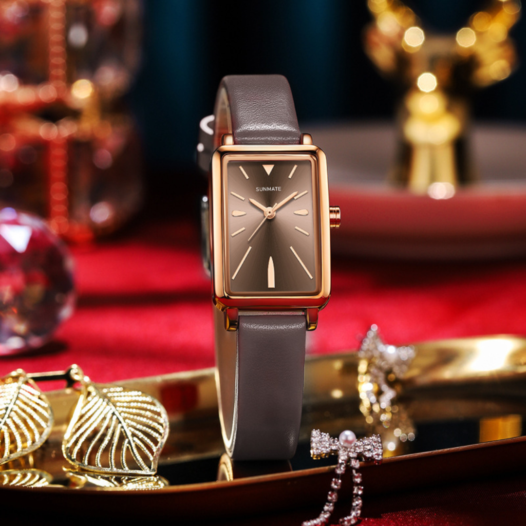 Women's Slim Rectangle Watch with Minimal Strap Design