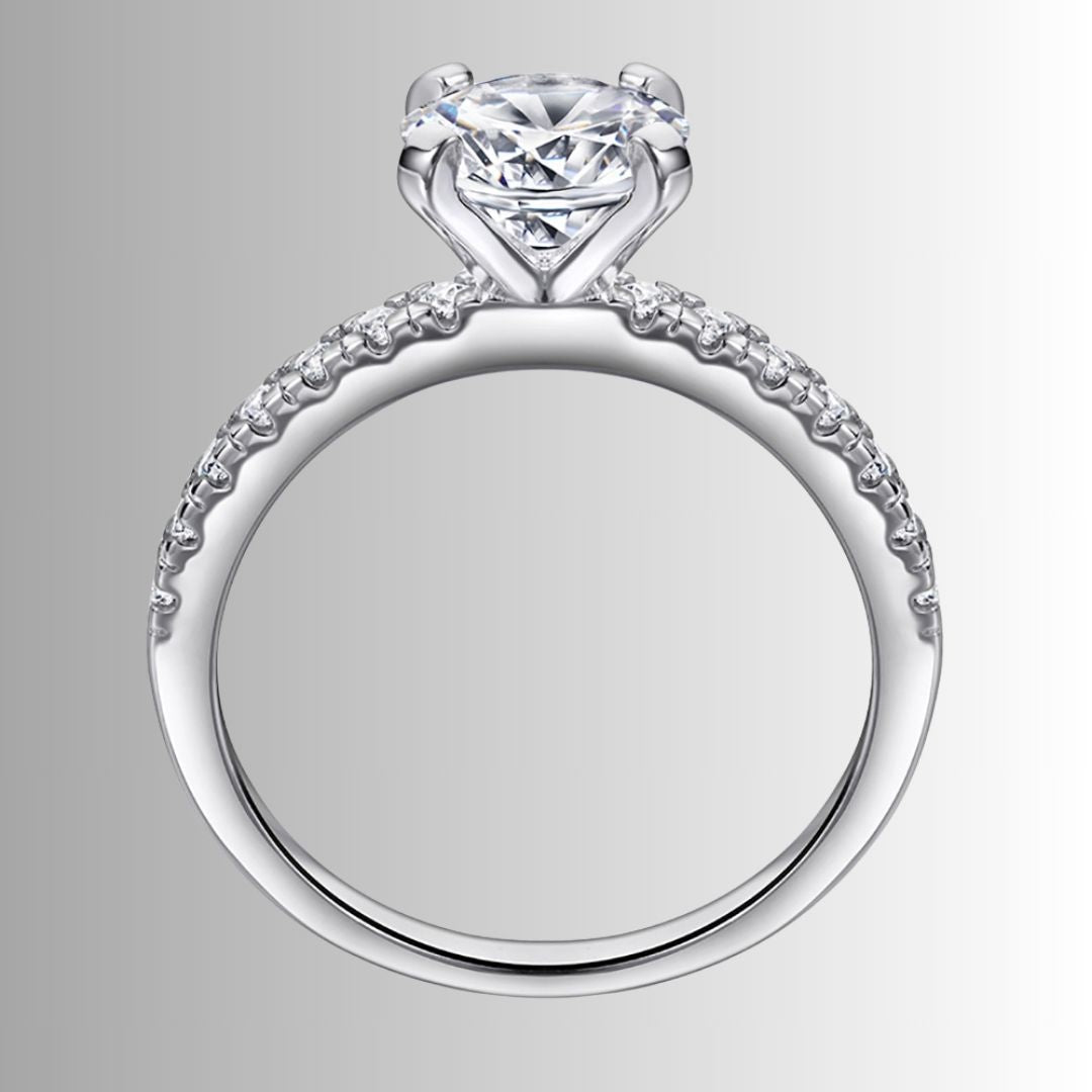 Women's Round-Center Ring with Accent Stone Band