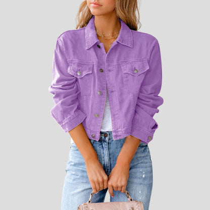 Women's Short Button-Front Denim Jacket