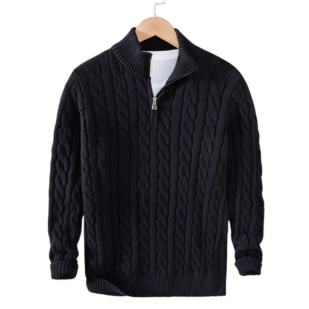 Textured Zip-Neck Sweater