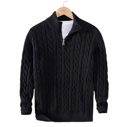 Textured Zip-Neck Sweater