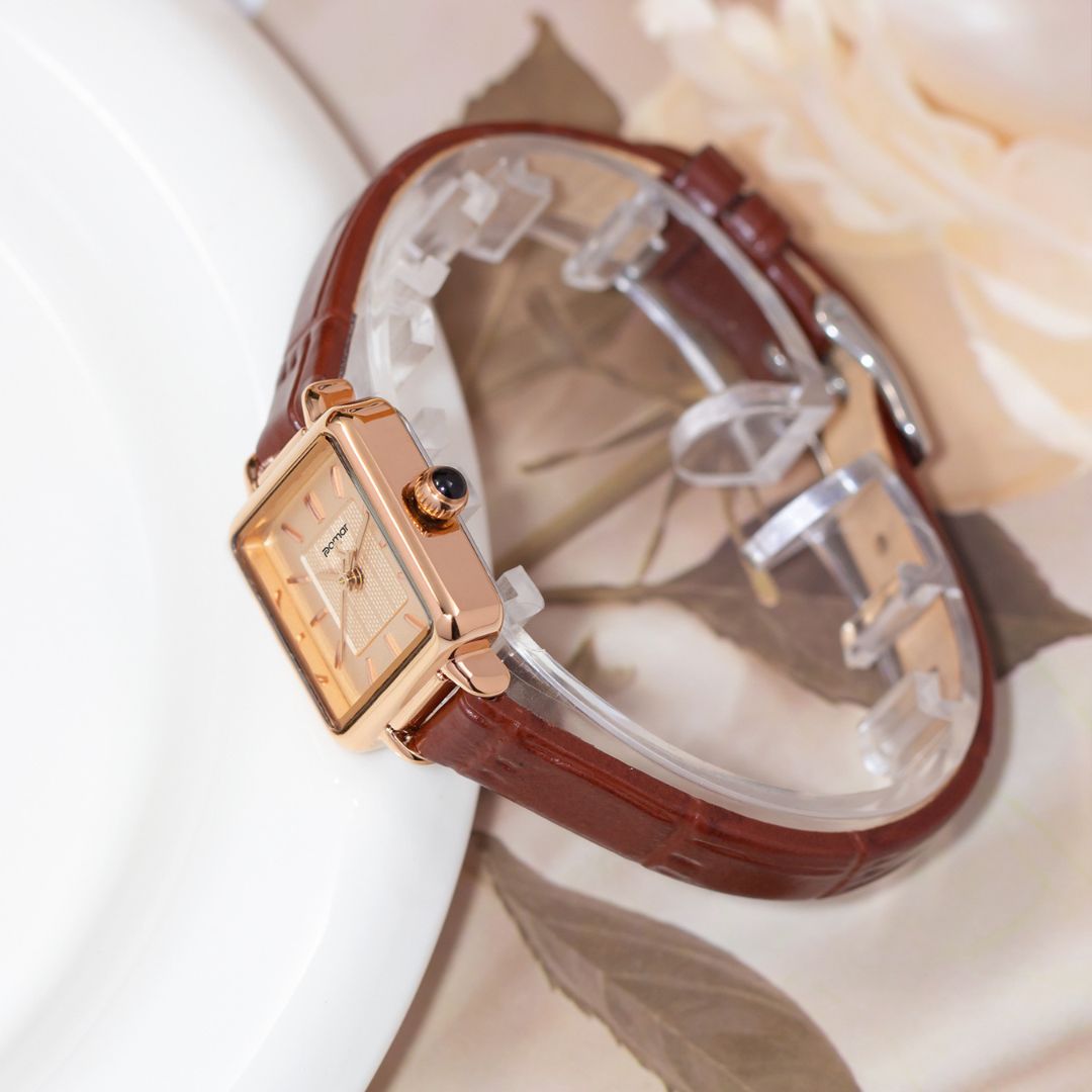 Women's Classic Square Dial Watch with Smooth Strap
