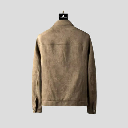 Women's Faux Suede Shirt Jacket with Snap Closure