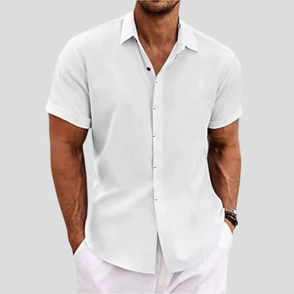 Men's Short Sleeve Woven Shirt with Button Front