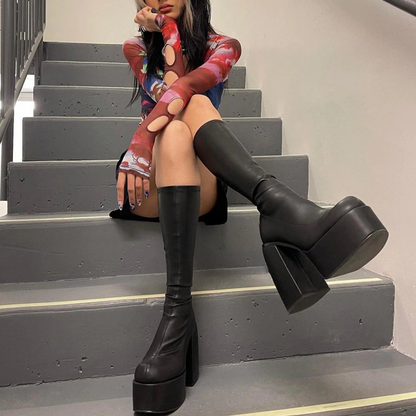 Block Heel Tall Boots