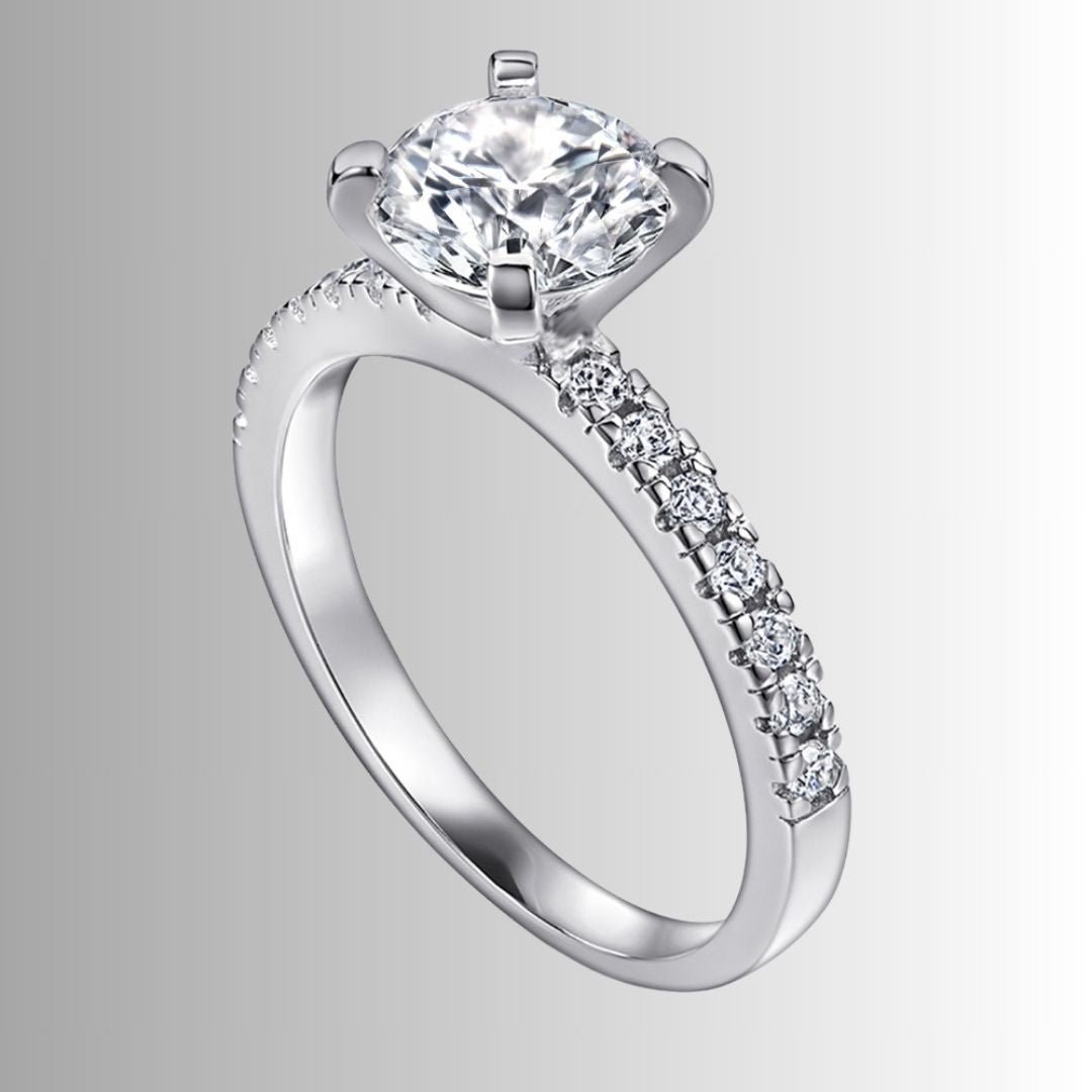 Women's Round-Center Ring with Accent Stone Band
