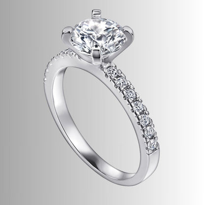 Women's Round-Center Ring with Accent Stone Band