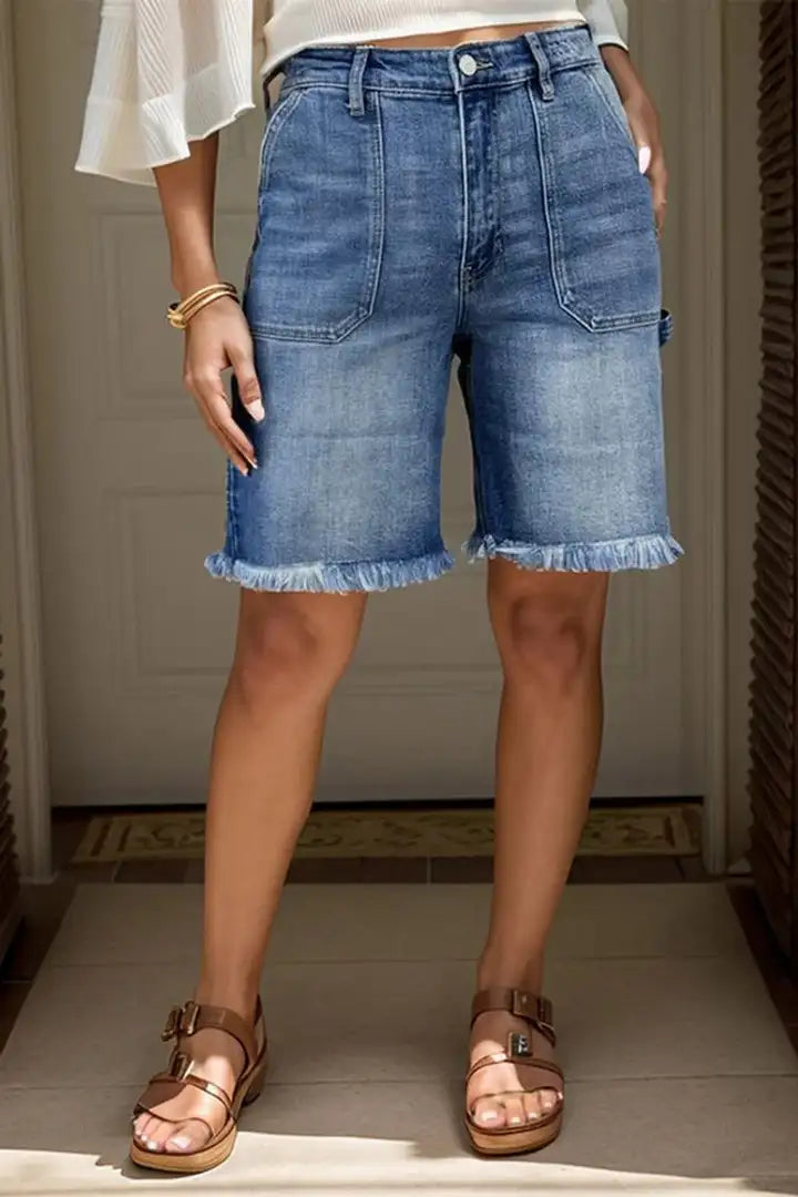 Raw Hem Utility Shorts