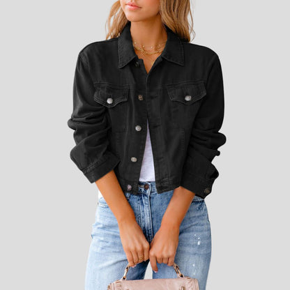 Women's Short Button-Front Denim Jacket