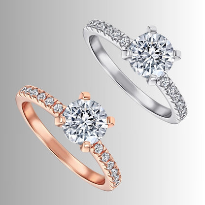 Women's Round-Center Ring with Accent Stone Band
