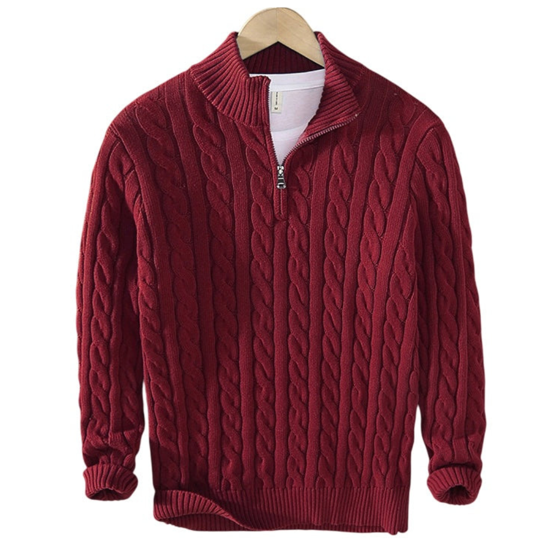 Textured Zip-Neck Sweater